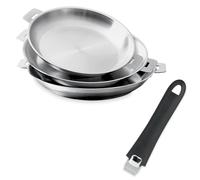 Lot 3 poêles tout inox Mutine 20, 24 et 28 cm et manche amovible Cristel