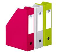 Lot 3 porte-revues Oxford a4 dos 7cm couverture carte rigide recouverte de pvc coloris assortis jaune, rouge et vert