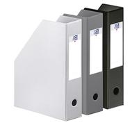 Lot 3 porte-revues Oxford a4 dos 7cm couverture carte rigide recouverte de pvc coloris assortis noir, gris et blanc