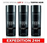 lot 3 Poudre densifiante - TOPPIK - 27,5 gr - Couleur NOIR - Soins capillaires - Volume cheveux