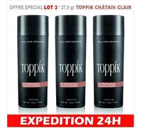 lot 3 Poudre densifiante - TOPPIK - Lot de 3 - 27,5 gr - Châtain clair - Soins capillaires