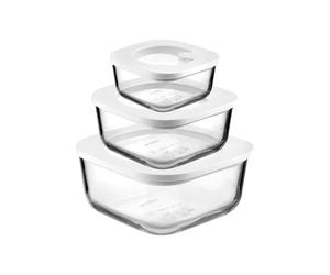 LOT 3 RÉCIPIENTS HERMÉTIQUES EN VERRE 'STORE&MORE GLASS' "FOOD STORAGE"