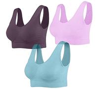 Lot 3 Soutiens Gorge Femme sans Armature, Invisible Impact Elevé Non Rembourré Brassiere Running Yoga Bretelles Réglables Doux Et Respirant Confort Mode Légère Été Lingerie Bra De Tous Les Jours