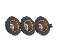 Lot 3 Spots GU10 50W 2700K Rond orientable Noir et or IP20