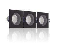Pack 3 Spots Gu10 4000k Carr? Noir Ip44 Noir