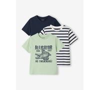 VERTBAUDET Lot 3 T-Shirt Manches Courtes Vert Amande 14A