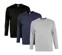 lot 3 T-shirts manches longues HOMME - noir gris bleu marine XXXXL