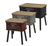 LOT 3 Table Basse Caisse Metal Bois Militaire Coffre LOFT Chevet Design