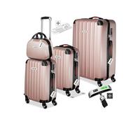 Tectake Set de valises rigides Cleo 4 pièces avec pèse-valise - or rose