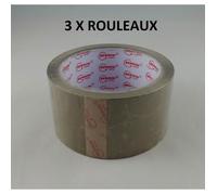 Lot 3 X Gros Rouleau de Ruban Adhésif Brun Havane 50M x 48mm Emballage Carton