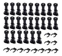 Lot 36 pièces - 24 pieds d'armoire réglables noirs 80-100 mm + 12 clips de fixation pour meubles