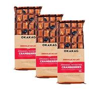 Lot 3x Chocolat Lait Amandes, Noisettes, Cranberries - Okakao - tablette 180g