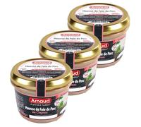Lot 3x Mousse de foie de porc au cognac - Bocal 180g