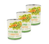 Lot 3x Petits pois très fins et carottes - Conserve 800g