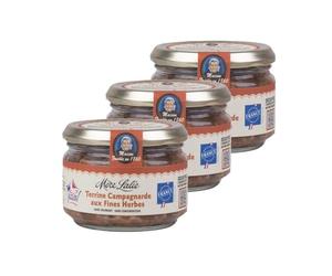 Lot 3x Terrine campagnarde aux fines herbes - Pot 180g