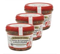 Lot 3x Terrine de campagne au piment d'Espelette - Pot 180g