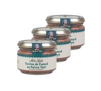 Lot 3x Terrine de canard au poivre vert - Pot 180g