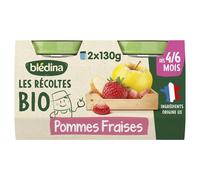 lot 3x2 Compote bébé dès 6 mois pommes fraises Les Récoltes Bio BLEDINA 130 gr