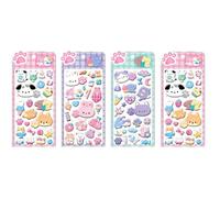 Lot 4 Autocollants 3D Mousse Empreintes Pattes 22,5x10,5cm, Décorations Animales Douces Mignonnes Pour Carnet Coque Téléphone DIY, Thème Ours Chat Chien Lapin Stickers Cartoon Bulle (120g)