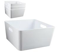 Lot 4 boîtes de rangement 15cm haut Blanc 30x30cm Panier Étagère murale