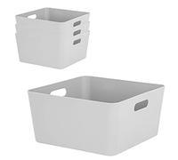 Lot 4 boîtes de rangement 15cm haut Gris 30x30cm Panier Étagère murale