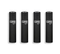 Lot 4 briquets Clipper Classic Large Rechargeable Pierre remplaçable - Black Soft Noir + 1 Cadeau RLBSL Offert !