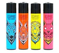 Lot 4 briquets Clipper Classic Rechargeable Pierre remplaçable - Animal Squad + 1 Cadeau RLBSL Offert !
