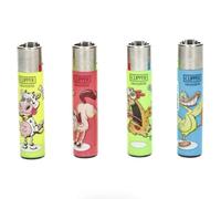 Lot 4 briquets Clipper Classic Rechargeable Pierre remplaçable - Crazy Farm Animaux DE Ferme Humour + 1 Cadeau RLBSL Offert !