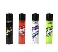 Lot 4 briquets Clipper Classic Rechargeable Pierre remplaçable - Lips Bouche Kiss + 1 Cadeau RLBSL Offert !