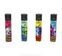 Lot 4 briquets Clipper Jet Rechargeable Chalumeau tempête électronique - Jet Flame Stuffed Skulls Peluche + 1 Cadeau RLBSL Offert ! FR