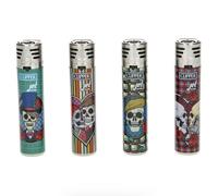 Lot 4 briquets Clipper Jet Rechargeable Chalumeau tempête électronique - Jet Flame Romantic Skulls 2 Tete DE Mort + 1 Cadeau RLBSL Offert !