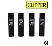 Lot 4 briquets CLIPPER JET rechargeable GAZ - SOFT DOUX ALL BLACK NOIR chalumeau tempète réglable + 1 cadeau RLBSL offert !