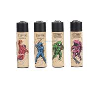 Lot 4 briquets Clipper Micro Rechargeable à Pierre remplaçable - Mini Astro Sports Astronautes Pocket + 1 Cadeau RLBSL Offert ! FR