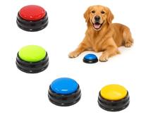 Lot 4 Buzzer Blind Test - Clicker Chien Dressage enregistrable, Boutons vocaux interactifs pour Communication Animale, éducation Chien Chat, Jeu Maison ou entraînement ludique