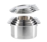 Lot 4 casseroles inox Strate sans manche 14, 16, 18 et 20 cm et 4 couvercles Cristel