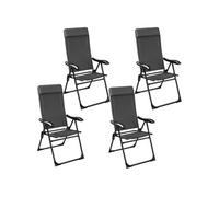 TecTake Chaise de camping MÜRITZ pliable textilène 57x65x112cm structure acier Lot de 4