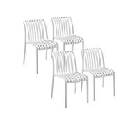Chaises de jardin - TECTAKE - Lot de 4 chaises ALCUDIA empilables résistantes aux intempéries 47 x 58 x 80,5 cm - Crème