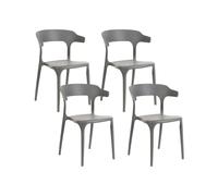 Lot 4 Chaises de Salle à Manger Empilables en Plastique Gris Clair Gubbio