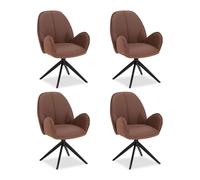 Lot 4 chaises oeuf modernes cuir bouclé marron
