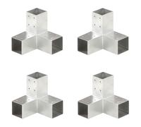 vidaXL Jeu de Connecteurs de Poteau, 4 Pièces, Supports en Métal Galvanisé, 71x71 mm, Support en Y pour Poutres et Poteaux 145458