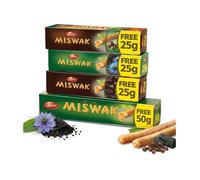 Lot 4 Dentifrices Dabur Miswak Siwak Naturel - Charbon, Nigelle, Clou Girofle & Original - Blancheur & Gencives - Format Économique
