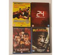 Lot 4 Dvd D'action : District 13, 24 Redemption, Rambo, Ticker