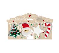 ScrapCooking - 4 Emporte-Pièces Noël - Découpoirs à Biscuits en Inox - Moules pour Petits Gâteaux - Accessoires Pâtisserie - Sapin, Père Noël, Étoile, Canne à Sucre - 2089