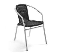 Oviala Lot 4 fauteuils de Jardin Aluminium et résine Noir