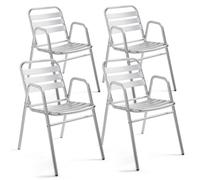 Lot 4 fauteuils de jardin aluminium gris - Oviala