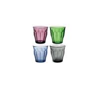 Duralex Lot de 4 verres à boire fabriqués en France Picardie Taille 24 cl Couleurs mélangées : prune, vert, bleu marine, gris