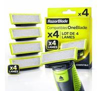 Lot 4 Lames de Rechange RazorBlade pour Rasoir Électrique comptatible OBlade QP220 QP2824 QP2724 QP2520 QP2630 QP65XX One Blade Lame en Acier Inoxydable remplacement pour Rasoirs Tondeuse Rasage lama