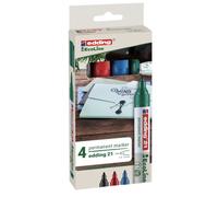 Lot 4 marqueur permanent pointe 3mm bleu rouge noir vert EDDING 21 Eco-line