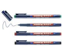 Lot 4 marqueur spécial cable pointe fine bleu rouge noir vert EDDING 8407 idéal