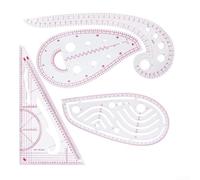 Lot 4 Outils Dessin Mode Plastique Flexible CM | 4 règles spéciales, plastique transparent flexible, unités centimètres, idéal dessin et coupe